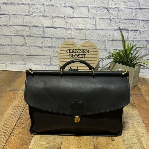 Coach Handbags - Vintage Coach Beekman 5266 Black Leather Briefcase bag